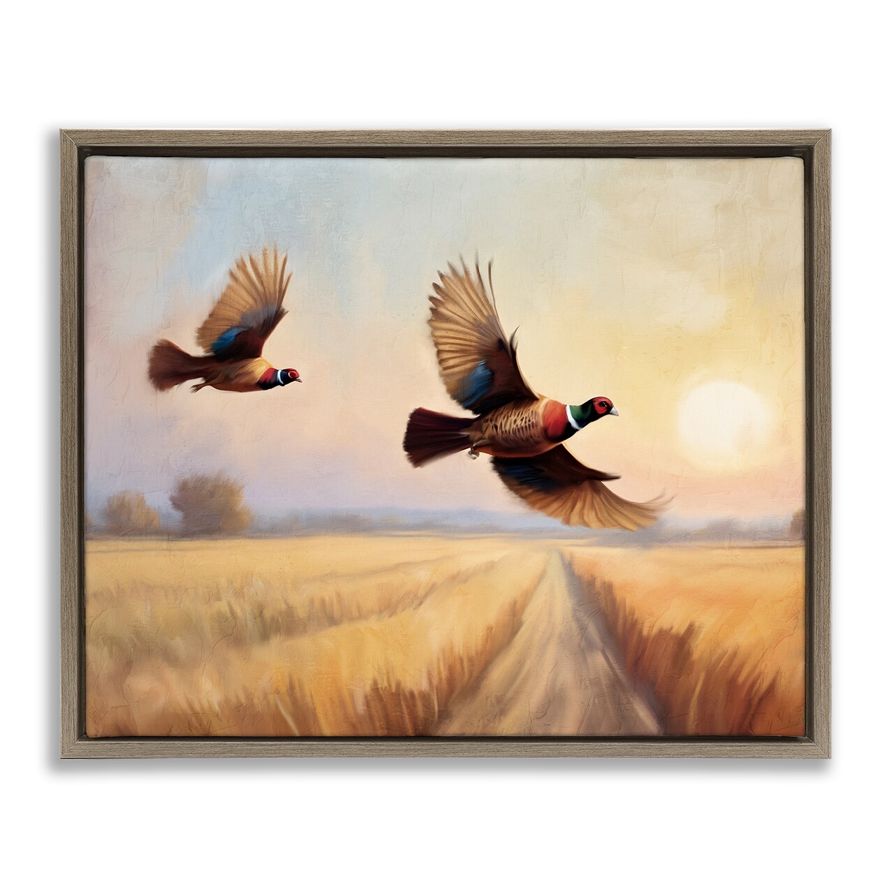 Stupell Industries Fall Flight Pheasants Framed Floater Canvas Wall Art Design by Kim Allen